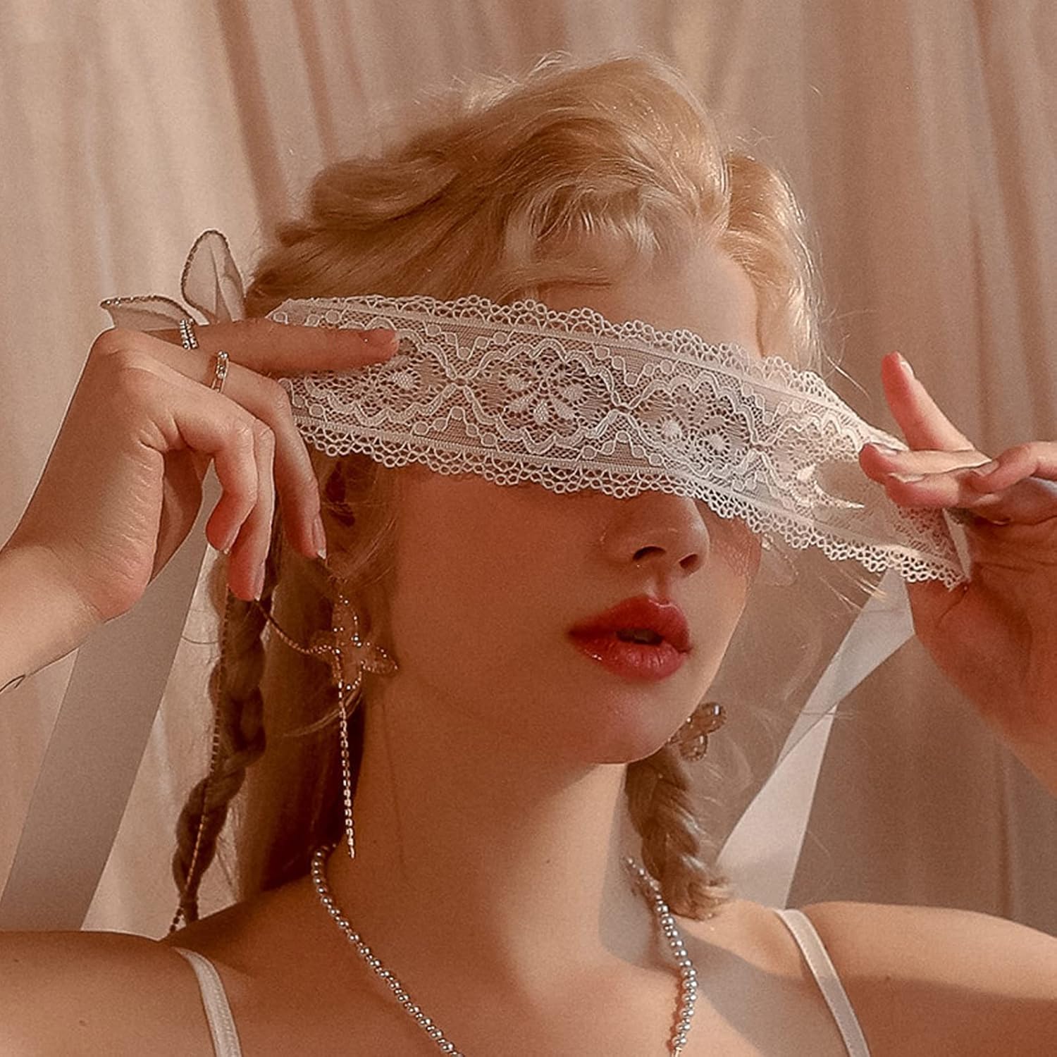YOMORIO 2 máscaras de encaje con los ojos vendados para mascarada, accesorios de lencería sexy, accesorios de lencería color blanco y negro