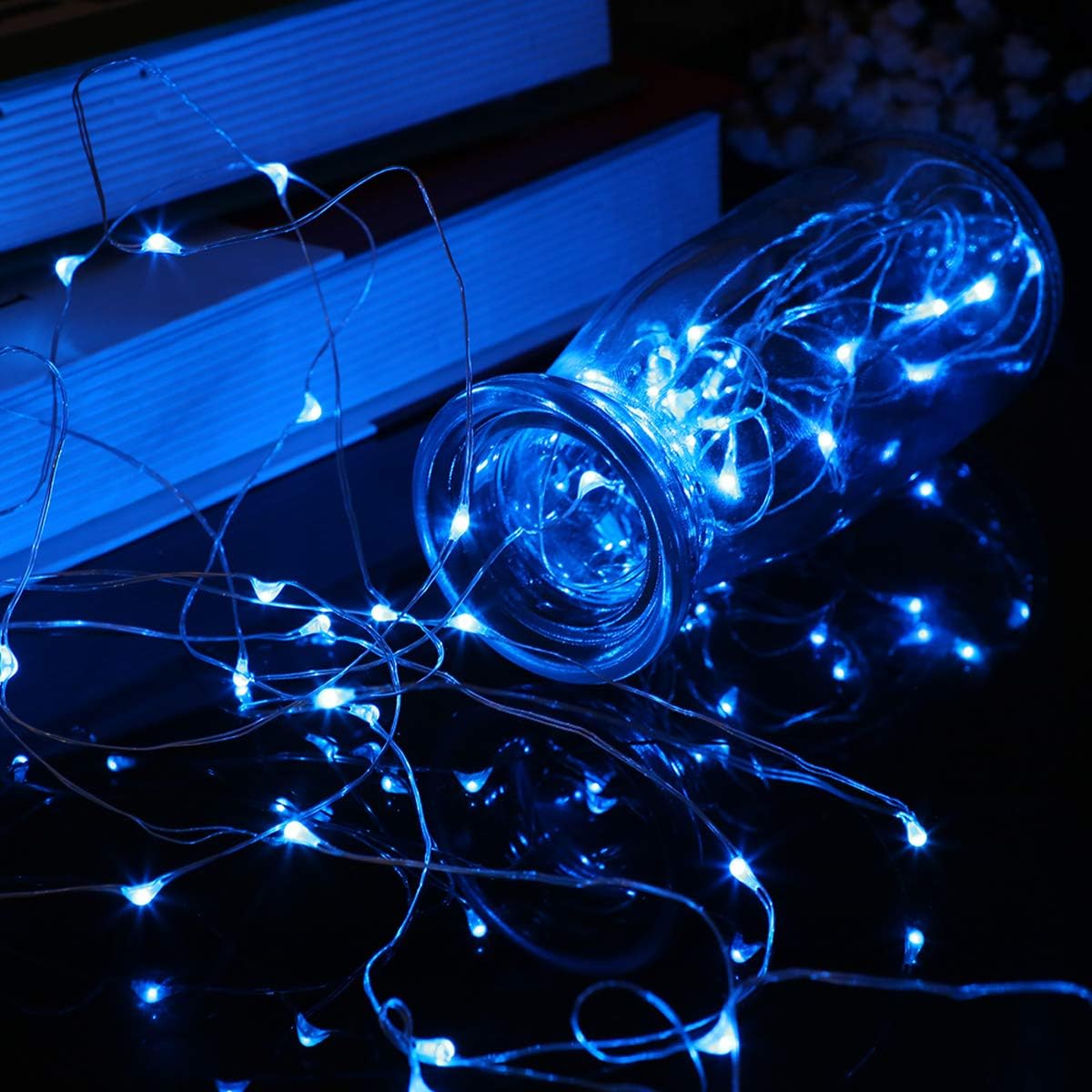 Guirnalda de luces de pilas, 1 paquete de cadena de luces LED que funcionan con 3 pilas AAA, de alambre de cobre, luces para decoración de