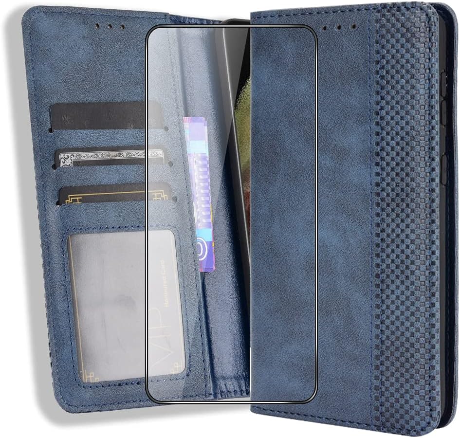 SHIEID Funda tipo cartera para Xiaomi Poco X3 Pro, protector de pantalla incluido, funda de piel con tapa para teléfono celular con tarjetero para