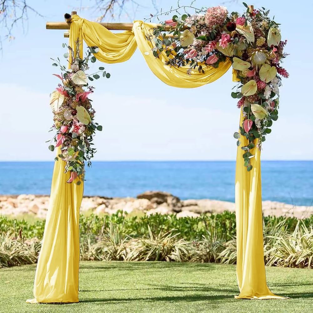 LINXTAR 1 panel de cortina amarilla para arco de boda, 6 yardas de largo y 30 pulgadas de ancho, cortinas de arco de boda para decoración de fiesta