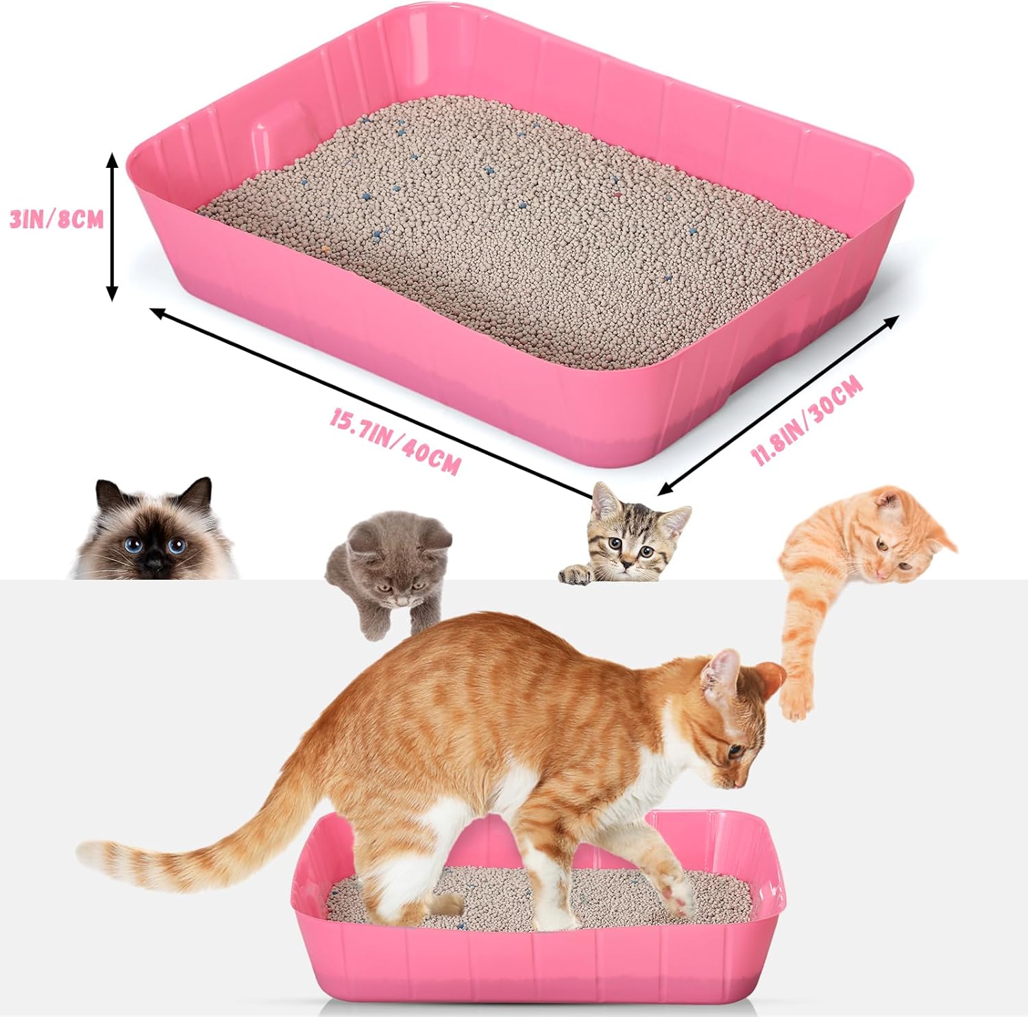 Bokon 25 cajas de arena desechables para gatos, bandeja de arena de plástico para gatos, bandeja de arena para gatitos, conejos, cobayas, hámster,