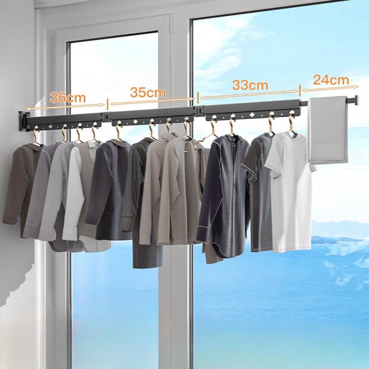 Tendedero de secado de ropa, tendedero de pared para colgar ropa, estante retráctil de secado de ropa, espacio grueso de aluminio plegable, para