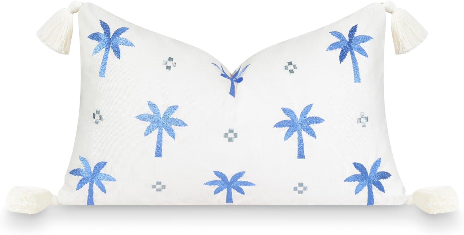 Hofdeco Premium Funda de almohada lumbar para interiores y exteriores, solo para patio, 12 x 20 pulgadas, repelente al agua para patio trasero,
