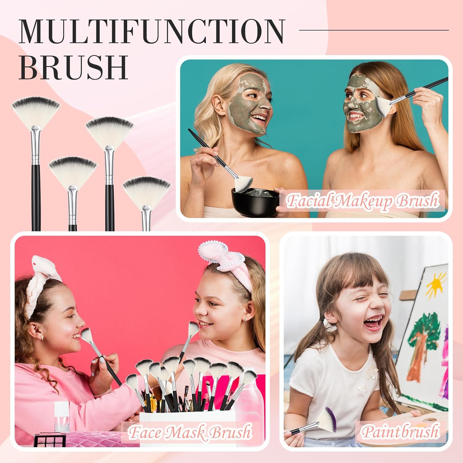 12 piezas de cepillo facial suave para colorete, brocha de maquillaje, aplicador de ácido, herramientas cosméticas multiuso para máscara de