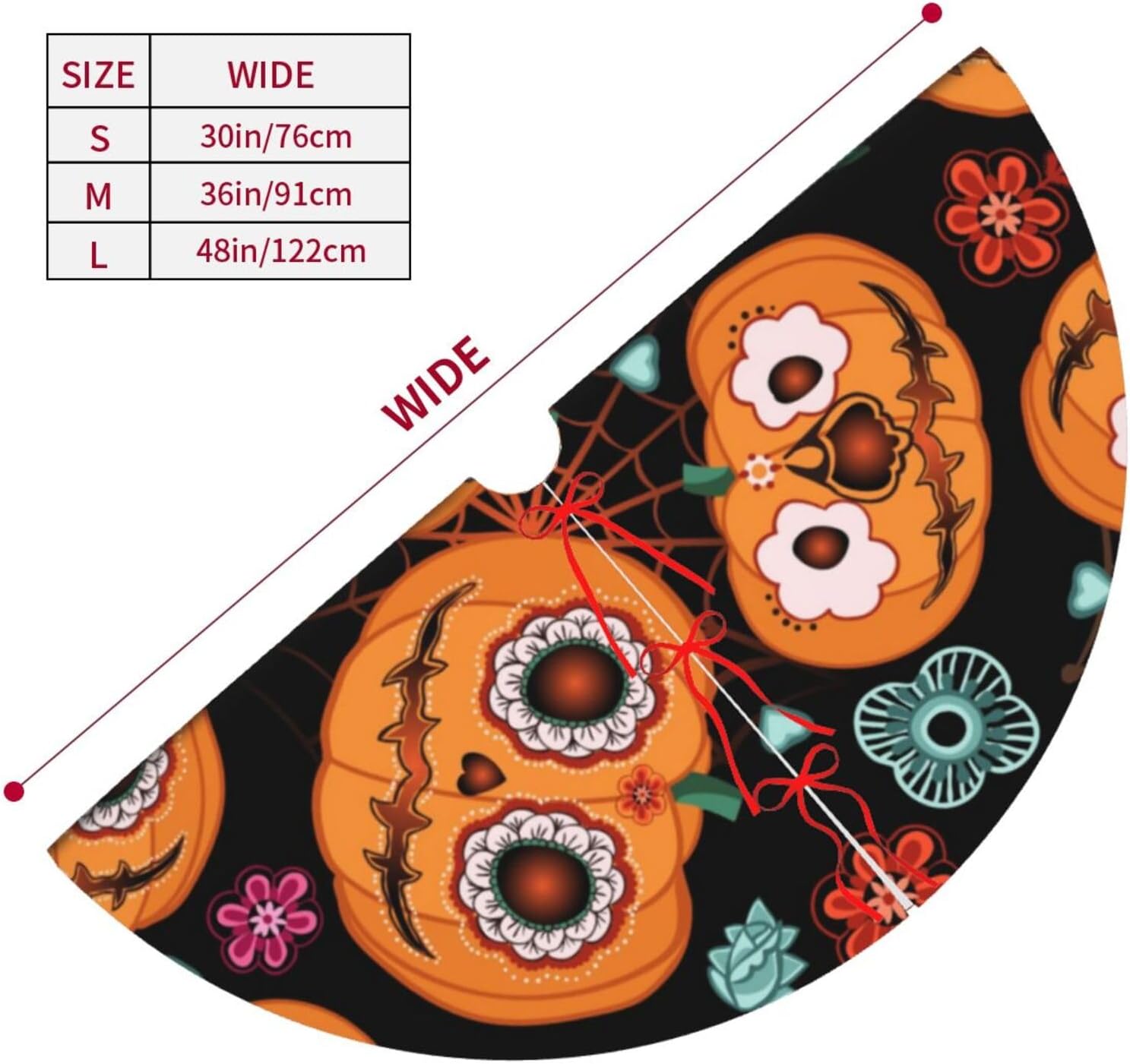 Alfombra colorida para Halloween, Día de los Muertos, calavera de azúcar, calabaza, flor de calabaza, 36 pulgadas, tapete divertido para decoración