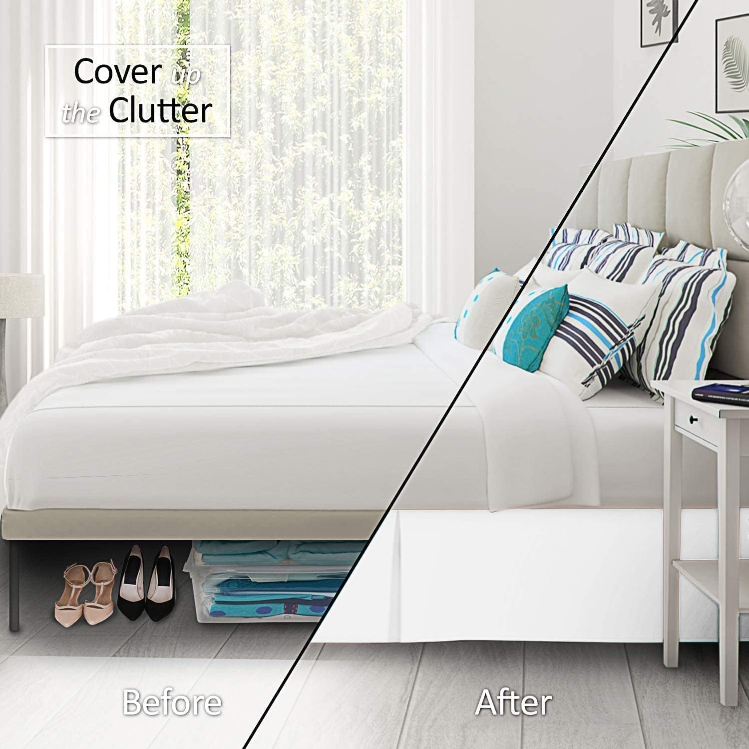 Comfort Beddings – Falda de cama tamaño King, estilo plisado, 100% tela de mezcla de algodón, ajuste a medida de alta calidad, 1 falda de cama