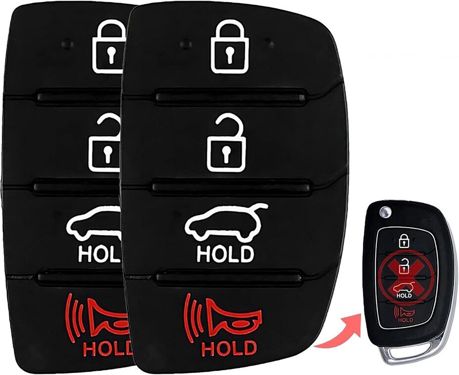 2 botones de goma para llavero de repuesto, compatibles con vehículos Hyundai, MPN TQ8-RKE-3F04-05