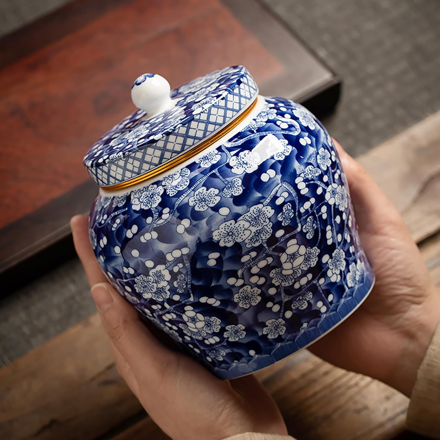Urna de cerámica mediana azul y blanca para cenizas masculinas adultas  Urna conmemorativa decorativa para compartir y honrar a seres queridos