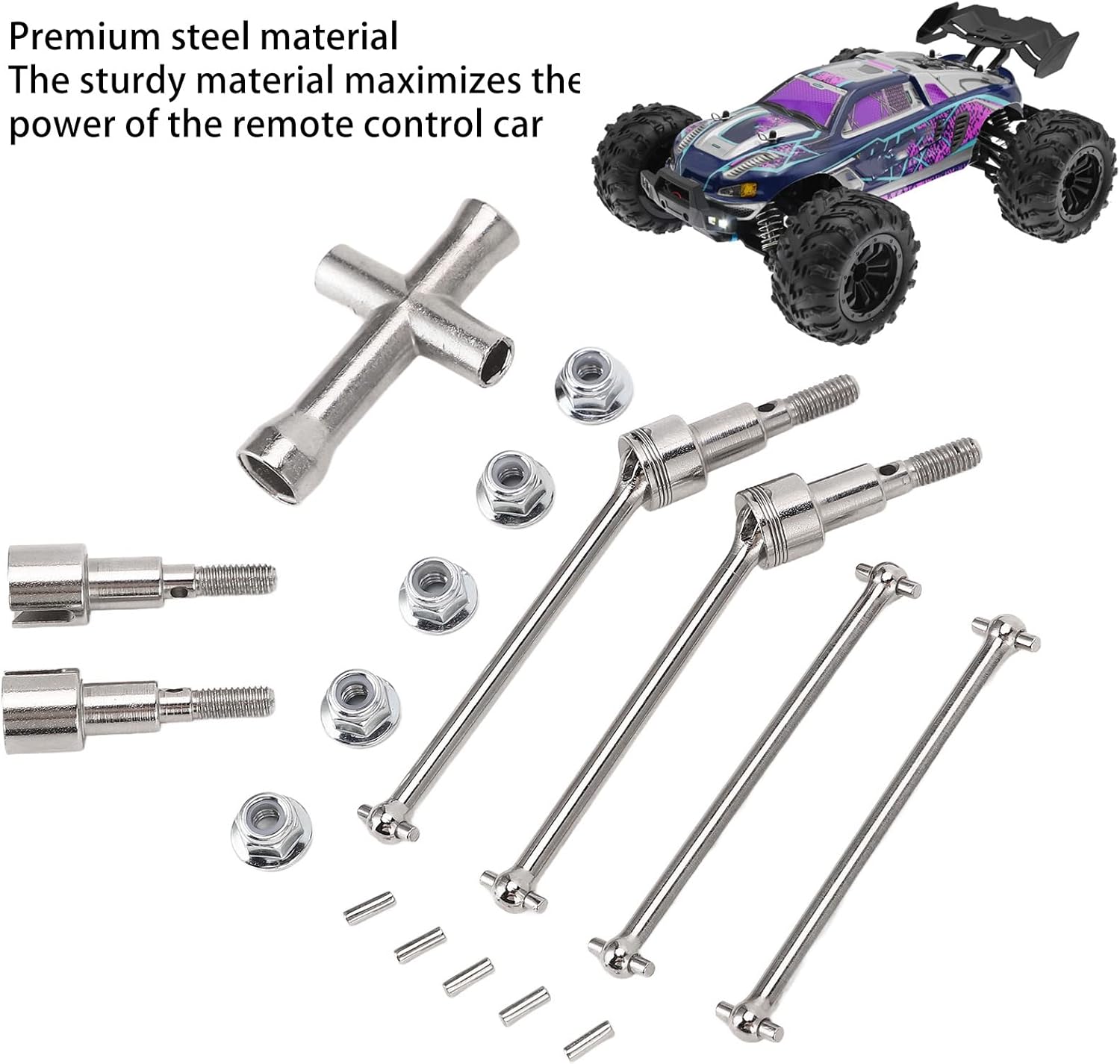 VGEBY Eje de transmisión de coche RC, acero de alta resistencia RC coche delantero trasero Dogbones eje de transmisión para SCY 116 16103 16201