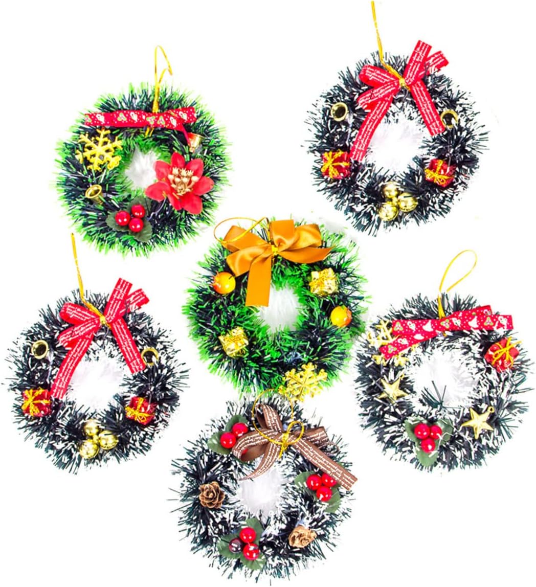 NOLITOY 12 Pcs Christmas Party Favors Xmas Wreath Artificial Christmas Wreath Christmas Tree Wreath Ornament Decoration Tiny Christmas Wreath