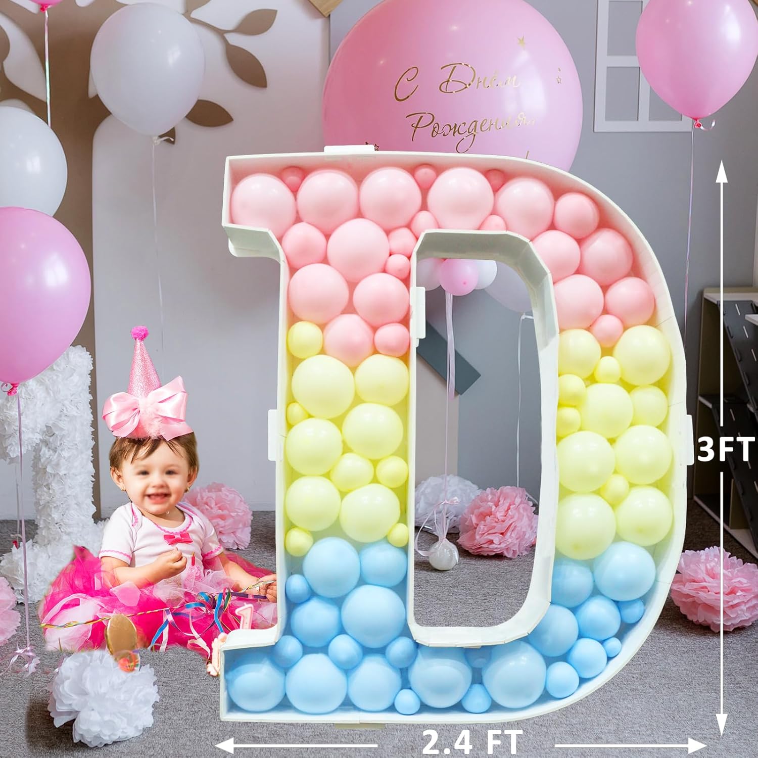 Elnsivo Letras de mosaico para globos, marco de globo de letras de marquesina de 3 pies, tablero de espuma precortada de marquesina gigante para