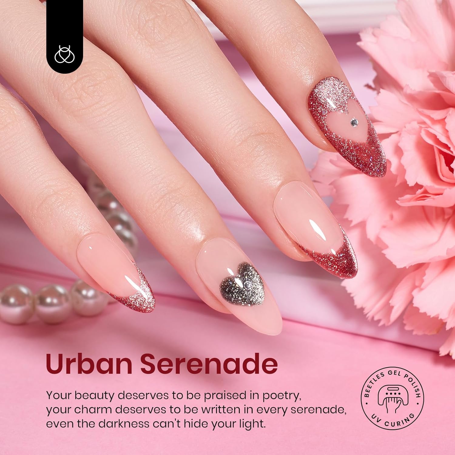 Beetles – Juego de 6 esmaltes de uñas de gel con purpurina holográfica de ojo de gato, rojo, morado, azul, con imán, para primavera, semipermanente,