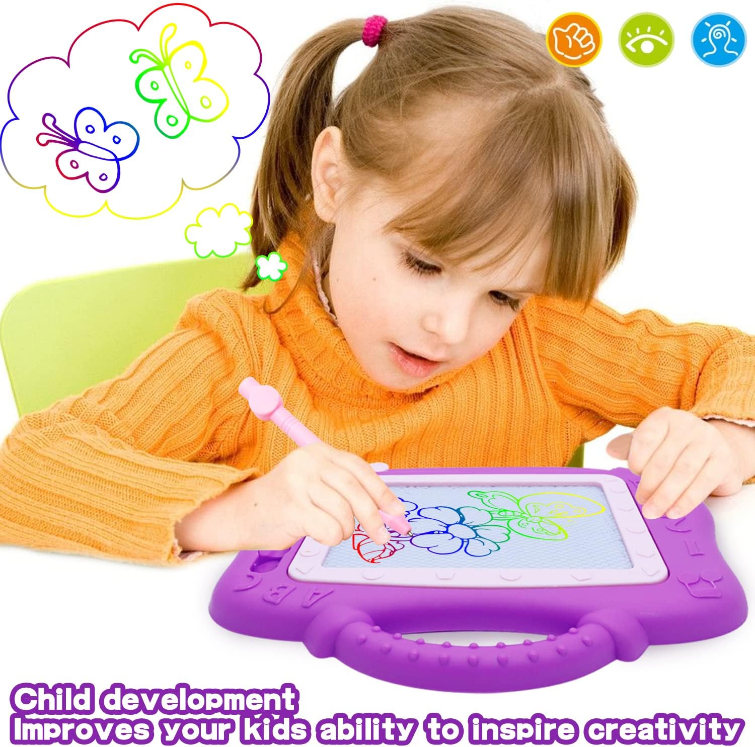 Tablero magnético de dibujo para niños, juguetes de viaje a granel para niños de 3, 4, 5, 6 años, colorido bloc de bocetos a granel para niños y