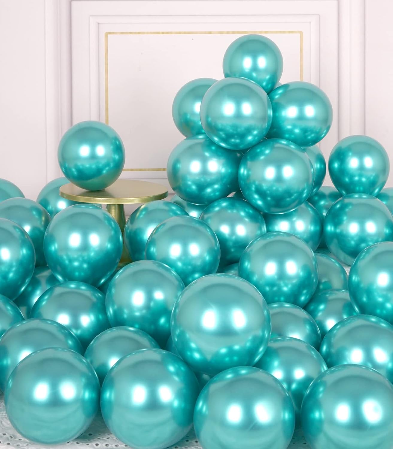 AULE Globos verdes metálicos de 5 pulgadas, 50 globos de látex verde, cromado, helio, brillante, grueso, decoración perfecta para fiestas, bodas,