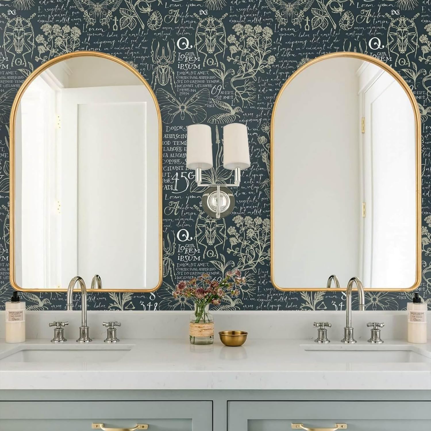 Heroad Papel tapiz bohemio de la marca para despegar y pegar, papel de contacto con hojas, mariposa, extraíble, azul oscuro, vintage, para