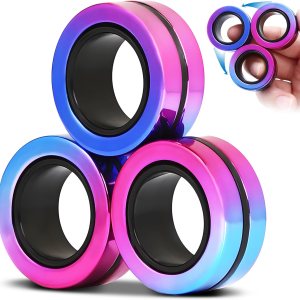 Aveloki Juego de 3 anillos magnéticos para ansiedad, juguetes para aliviar el estrés para TDAH, ansiedad, adultos, adolescentes y niños Aveloki Juego de 3 anillos magnéticos para ansiedad, juguetes para aliviar el estrés para TDAH, ansiedad, adultos, adolescentes y niños