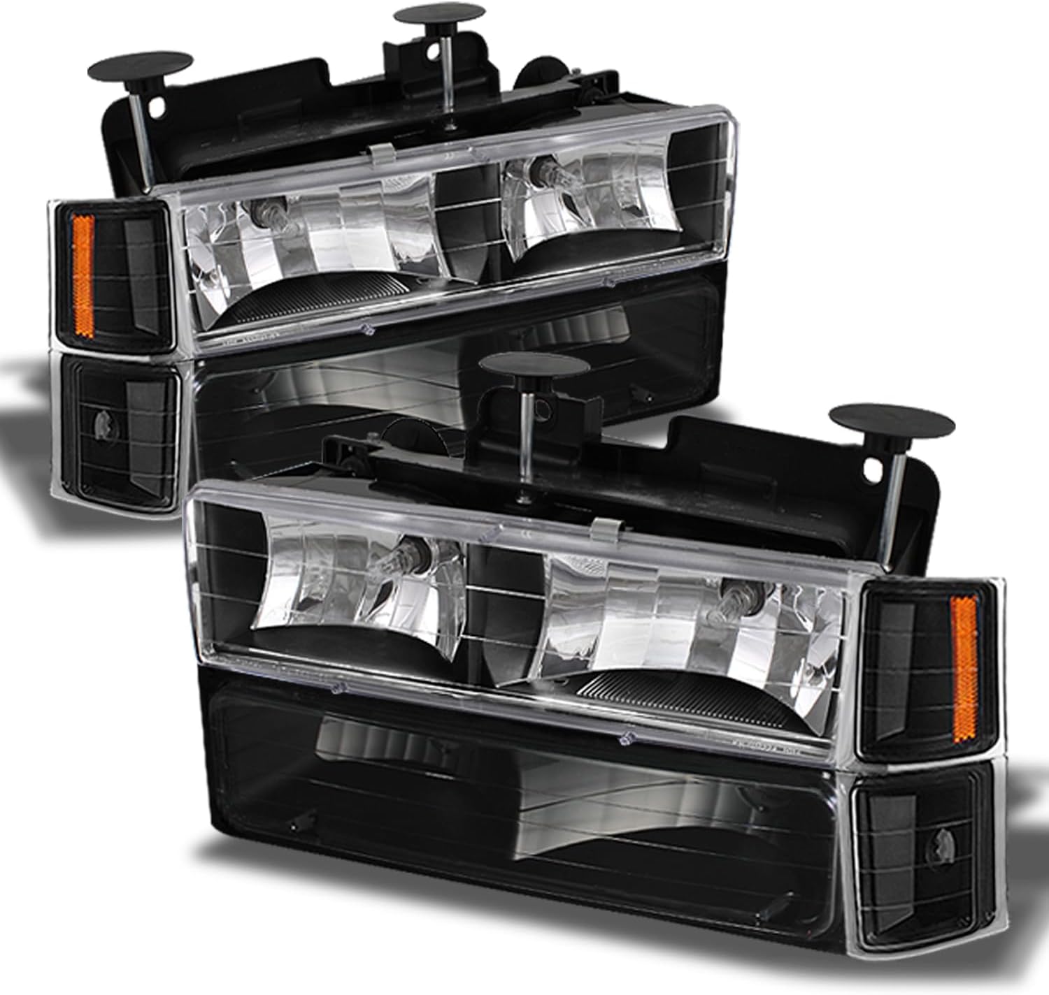 AKKON – Para Chevy CK 1994-1998 150025003500 Tahoe Suburban Tamaño completo C10 Faros negros izquierdo+faro derecho