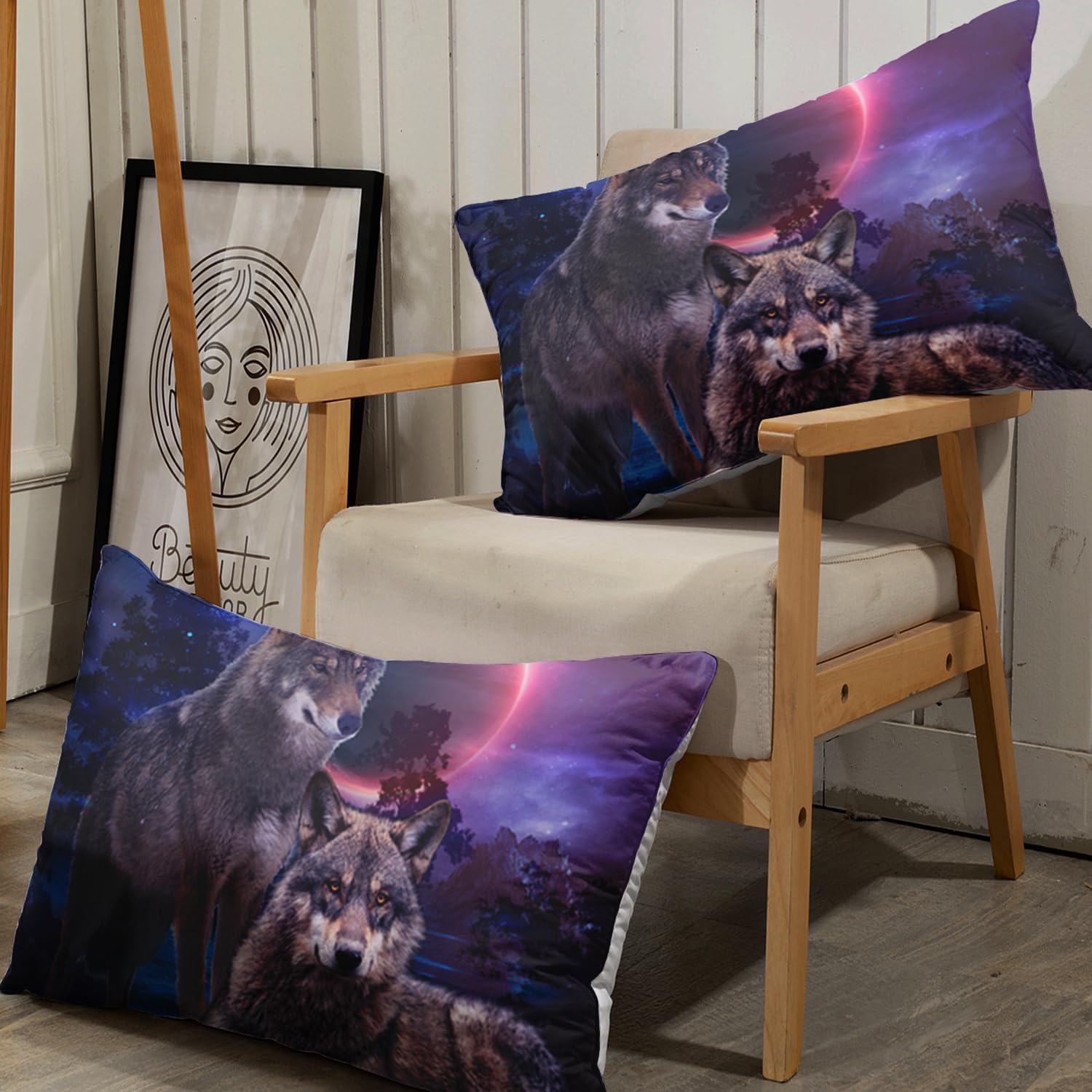 AILONEN Juego de sábanas bajeras de lobo, tamaño individual, juego de sábanas de lobos safari, color marrón, para parejas y lobos, decoración de