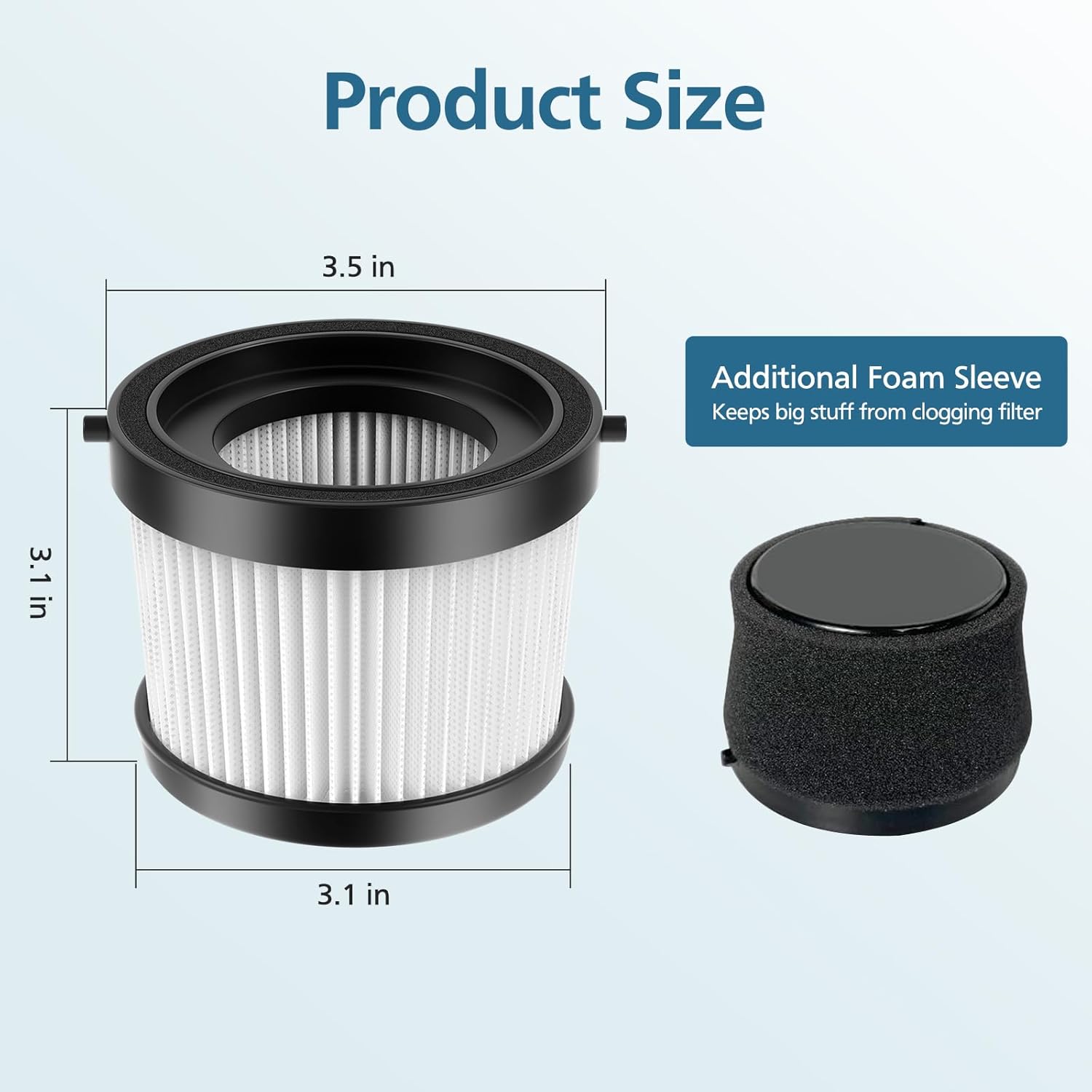 Paquete de 4 filtros DCV501HB compatibles con aspiradora inalámbrica de 20 V DEWALT DCV501HB, con 8 filtros de funda de espuma y 1 cepillo, número