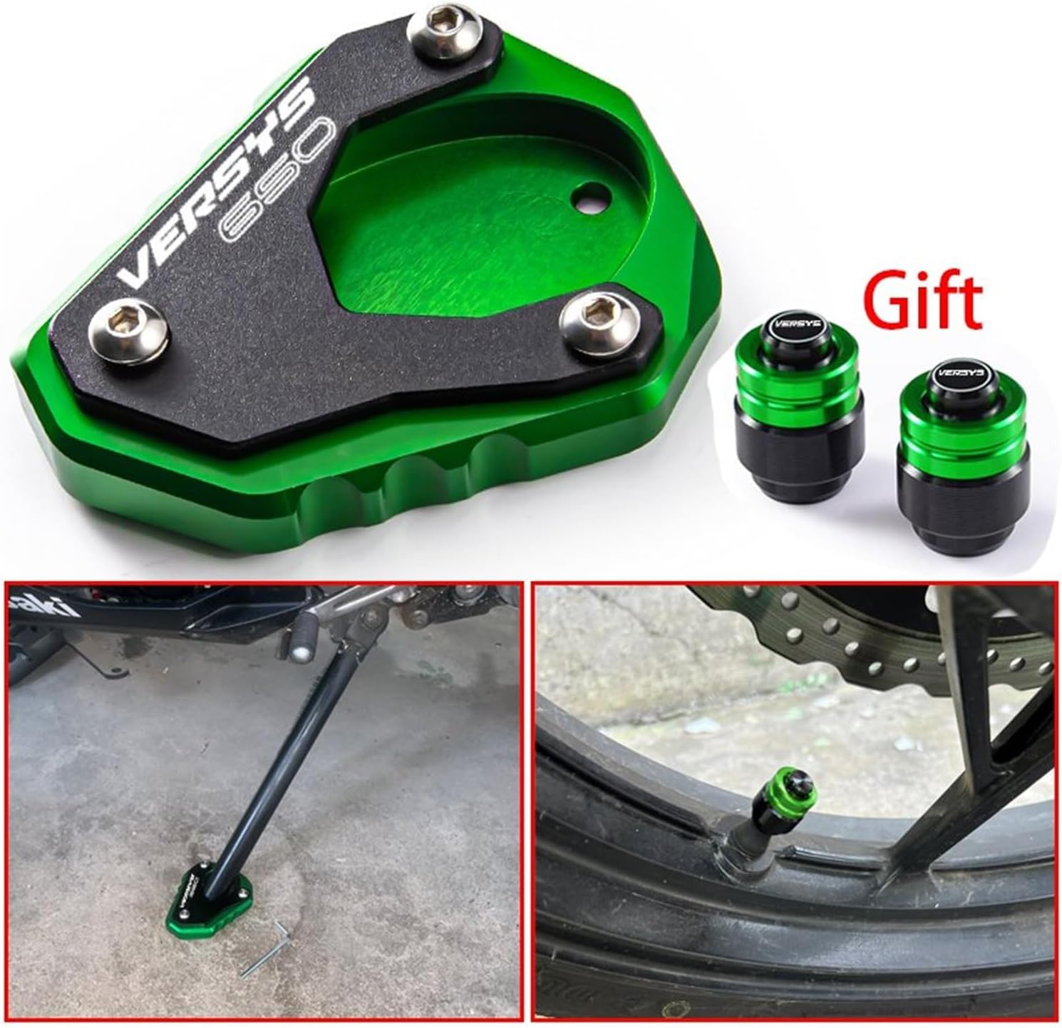 Para Kawasaki para Versys650 para VERSYS 650 2011-2022 Placa de extensión de soporte lateral de motocicleta para aumentar la placa de extensión,