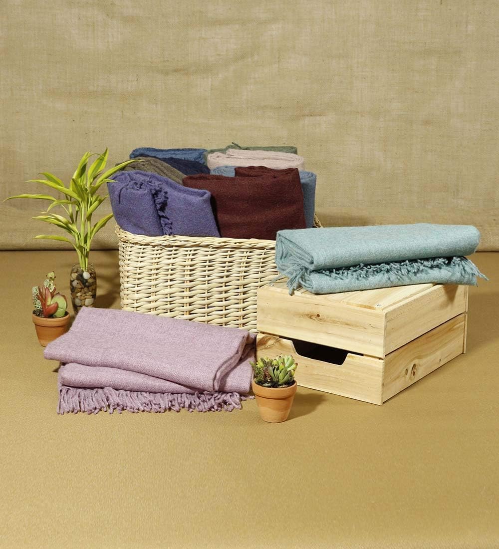 Manta 100% de lana de alpaca para bebé, diseño de color sólido para cama, sofá, manta suave y cálida de lana de alpaca peruana, 72 x 52 pulgadas