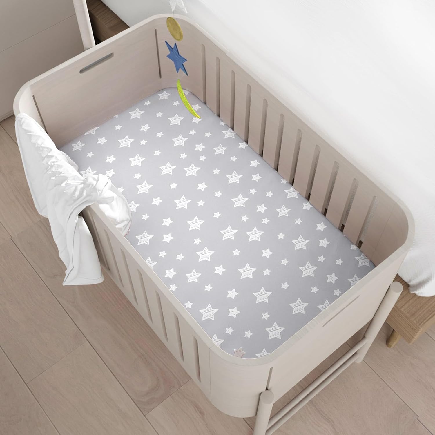 Paquete de 4 mini sábanas portátiles para cuna para niños (38 x 24 pulgadas), compatibles con Dream on Me, Delta Porta Crib and Arms Reach ideal