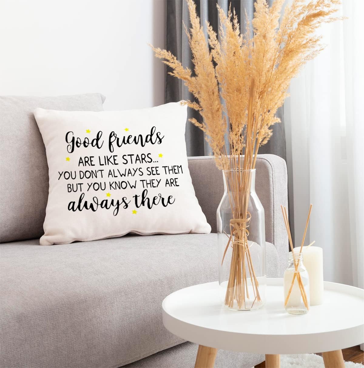 QODUNG Good Friends are Like Stars – Funda de almohada con temática de amistad para el hogar, dormitorio, habitación de niñas, dormitorio, regalos
