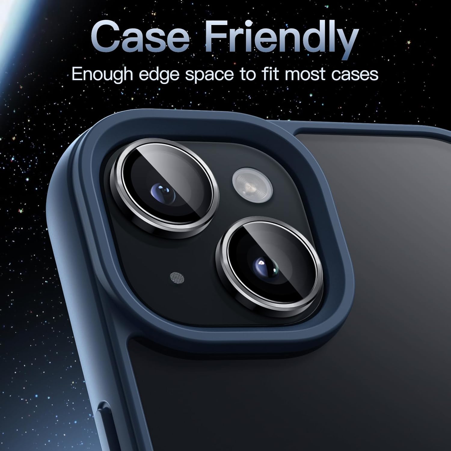 JETech Protector de lente de cámara para iPhone 15 de 6.1 pulgadas y iPhone 15 Plus de 6.7 pulgadas, cubierta de anillo individual de metal de