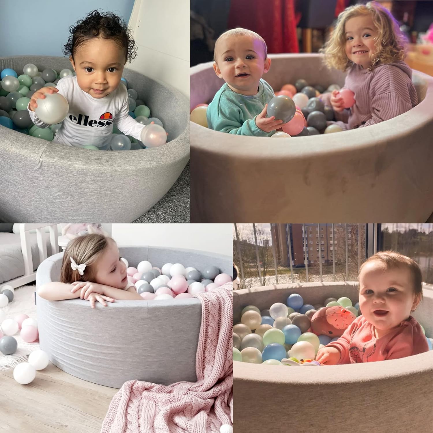 monleelnom Piscina de bolas de espuma para niños pequeños, corralito de juegos para bebés, piscina suave y redonda, diseño fácil de limpiar o
