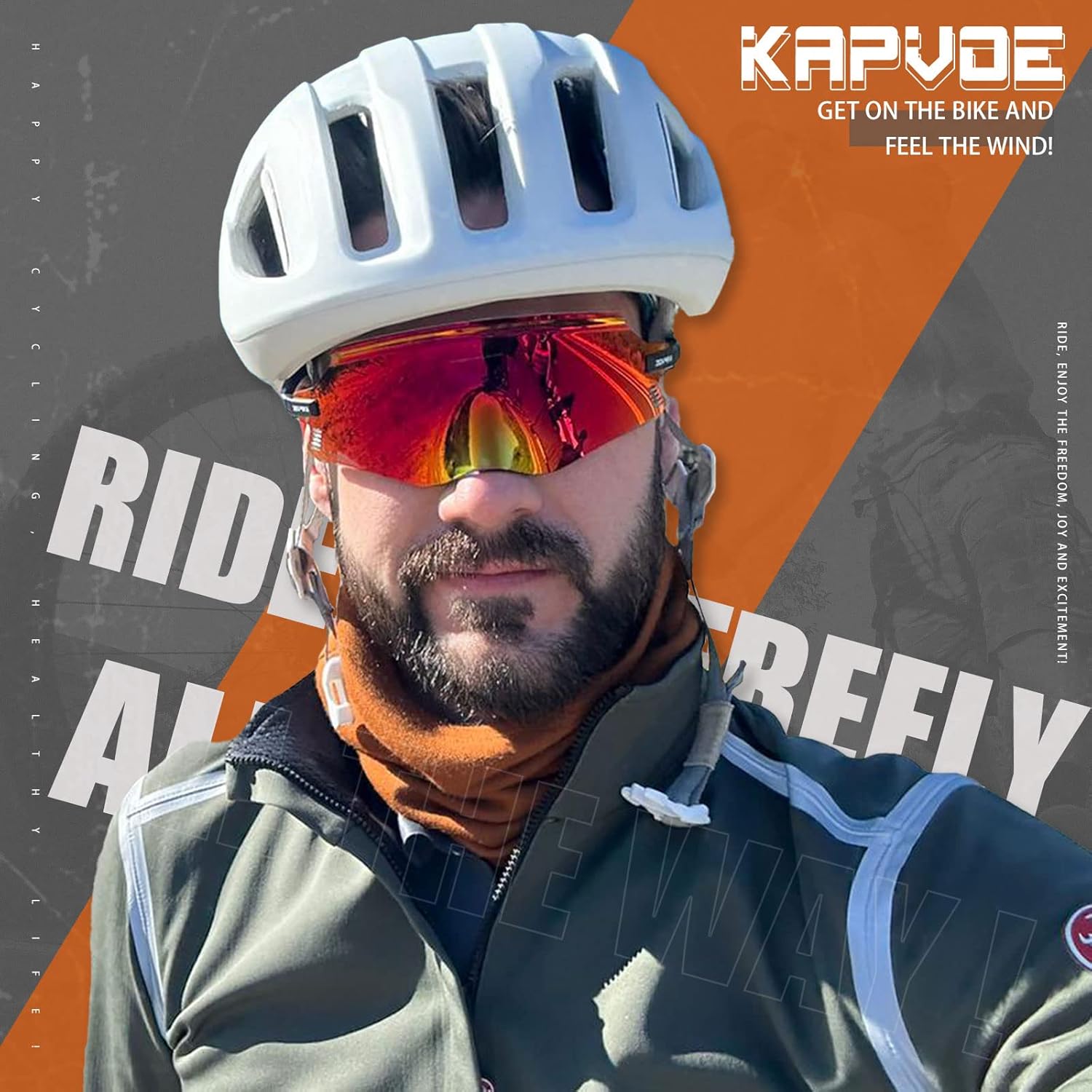 KAPVOE Cycling Glasses Mountain Bike Sunglasses MTB Windproof Motorcycle Goggles Men Women Triathlon Sports Running