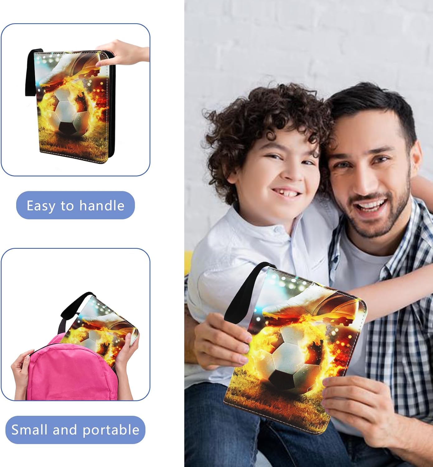 Carpeta de tarjetas con 4 bolsillos para 400 tarjetas con 50 fundas extraíbles, carpeta de tarjetas intercambiables, carpeta de tarjetas deportivas,