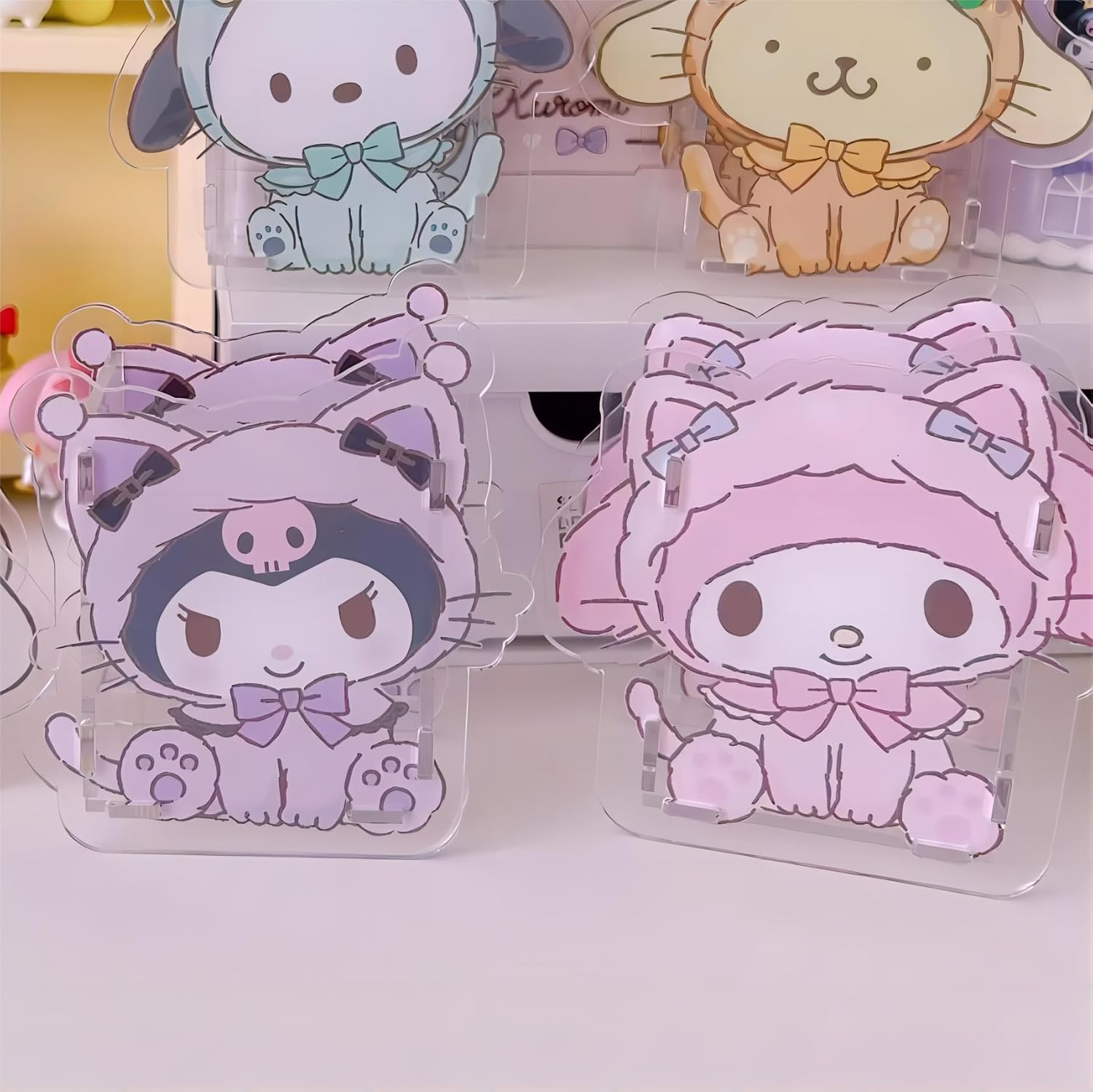 2 Pieces Cute Pen HolderKawaii Mini Clear Acrylic Pencil HolderMy Melody and Kuromi Desktop Organizer Stationery Storage Holder for Kids GirlsEasy