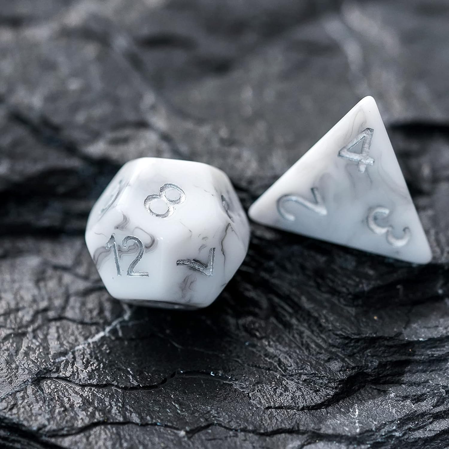 HDdais D&D – Juego de 7 dados para Calabozos y Dragones, dados poliédricos para juegos de mesa Pathfinder RPG MTG (blanco negro)