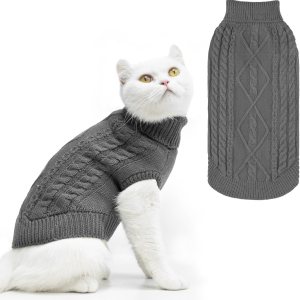 PUPTECK Abrigo de invierno para gatos, ropa de punto suave y cálida para clima frío, para gatitos y perros pequeños en interiores y exteriores, PUPTECK Abrigo de invierno para gatos, ropa de punto suave y cálida para clima frío, para gatitos y perros pequeños en interiores y exteriores,