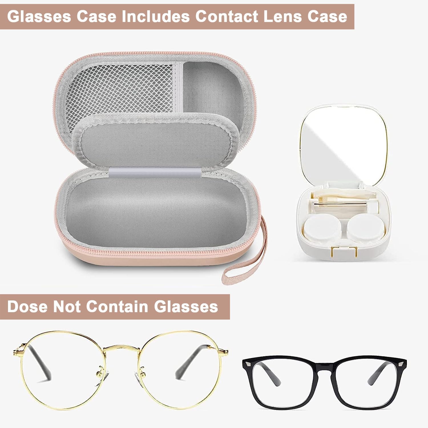 Estuche portátil 2 en 1 para lentes de contacto y funda para lentes, estuche de contacto de viaje con kit de almacenamiento de remojo incluido