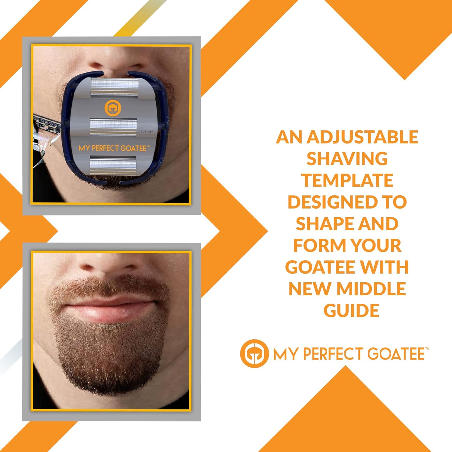 Plantilla de afeitado para hombre, My Perfect Goatee, para crear una barba candado con la forma perfecta, fácil de usar y limpiar, ajustable, se