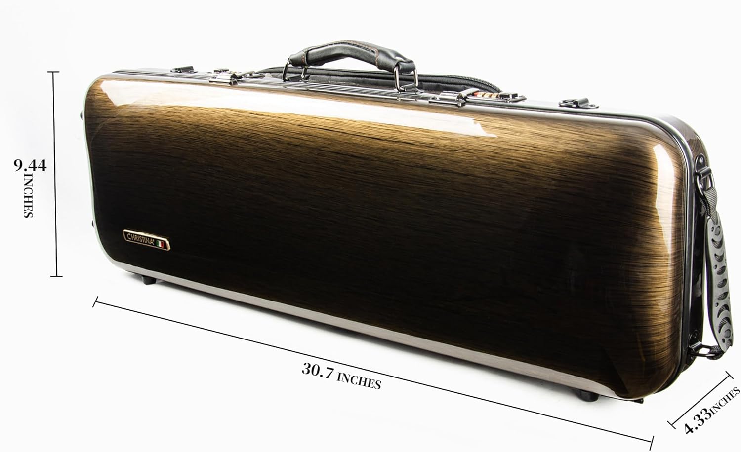 Estuche de violín de tamaño completo 44 de fibra de carbono de alta resistencia, bolsa de música para violín rectangular con cerradura de
