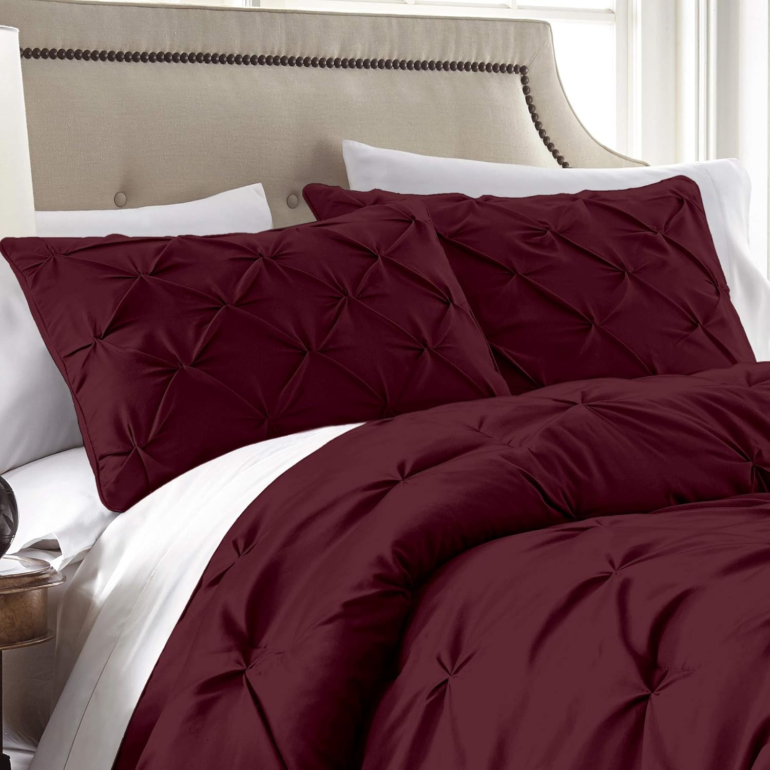 Chezmoi Collection – Juego de ropa de cama modelo Sydney, 7 piezas, con pliegues decorativos