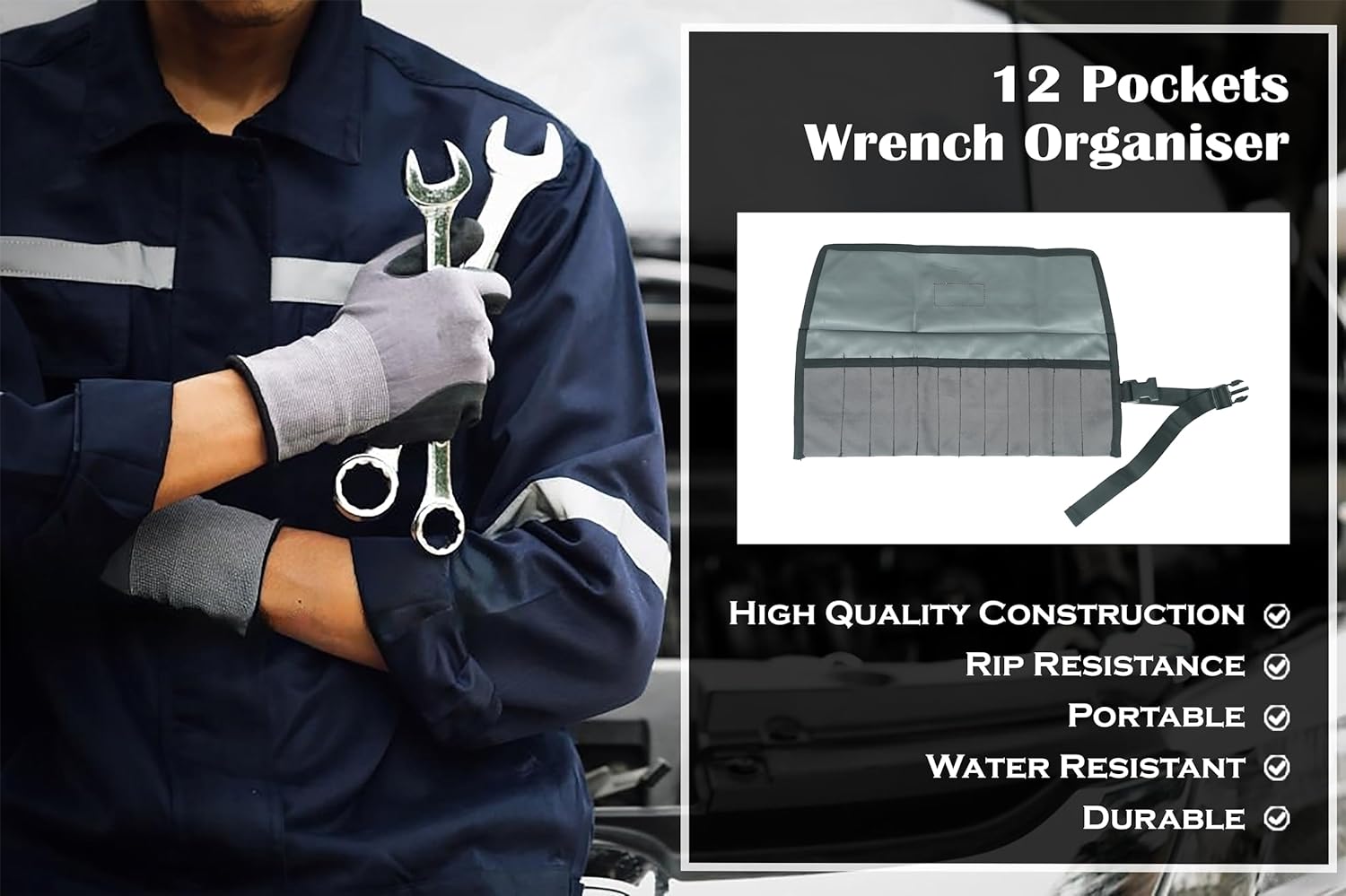 Tool Storage & Organizer Heavy Weight Dyed Duck Cotton Canvas Tool Roll 12 Pocket Wood Working & Carving