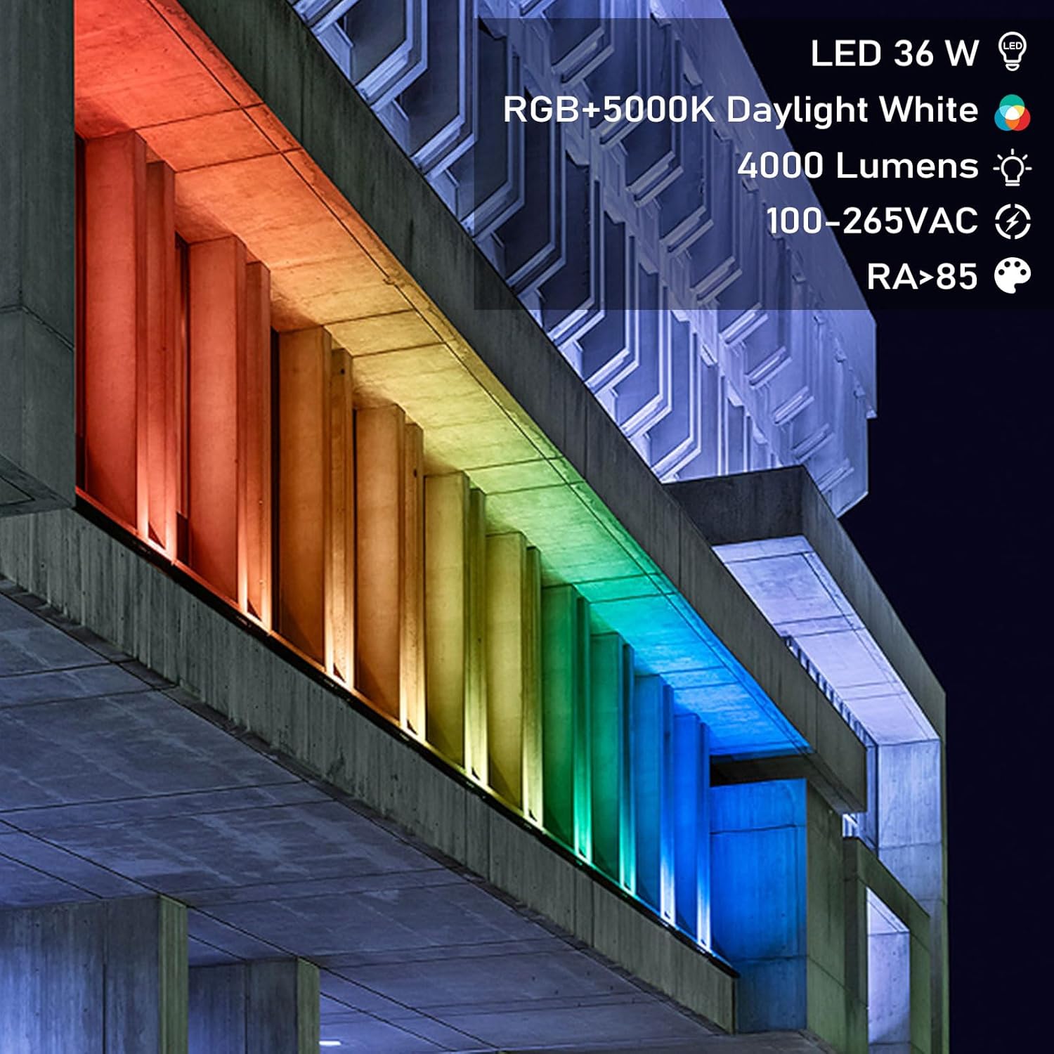 Lámpara de pared para exteriores de 72 W, luces de Halloween para exteriores, barra de luces RGB de 5000 K regulables de 48 pulgadas, luz de pared