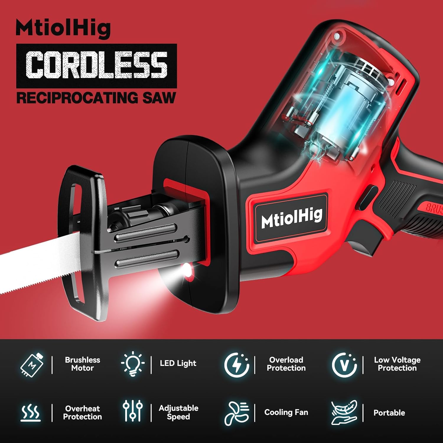 Sierra recíproca inalámbrica sin escobillas para batería Milwaukee, velocidad variable de 3000 RPM, herramienta desnuda con cuchillas para M18 de