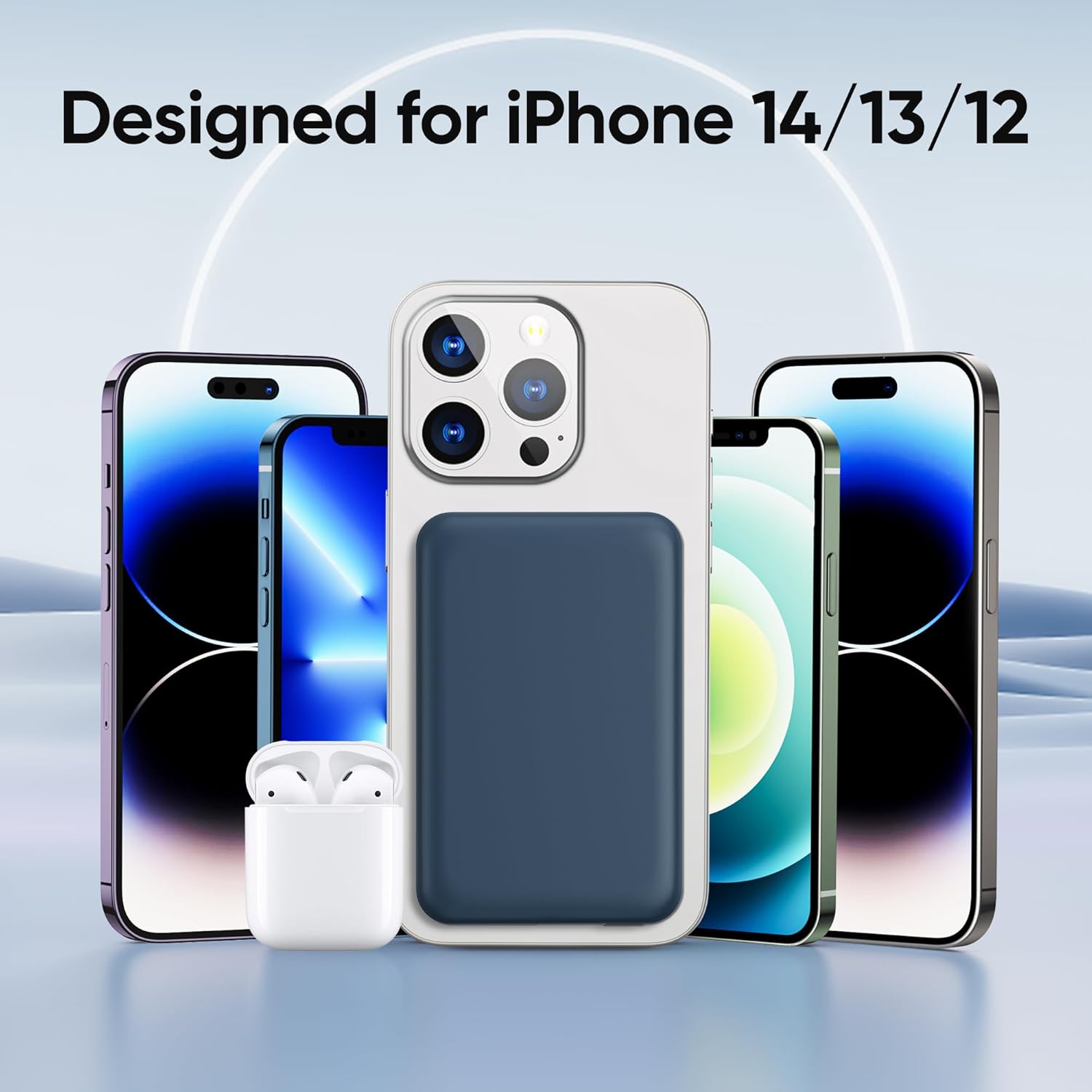Cargador portátil, batería de 10000 mAh para Apple, banco de energía compatible con cargador portátil magnético para iPhone serie 14, 13, 12 (azul
