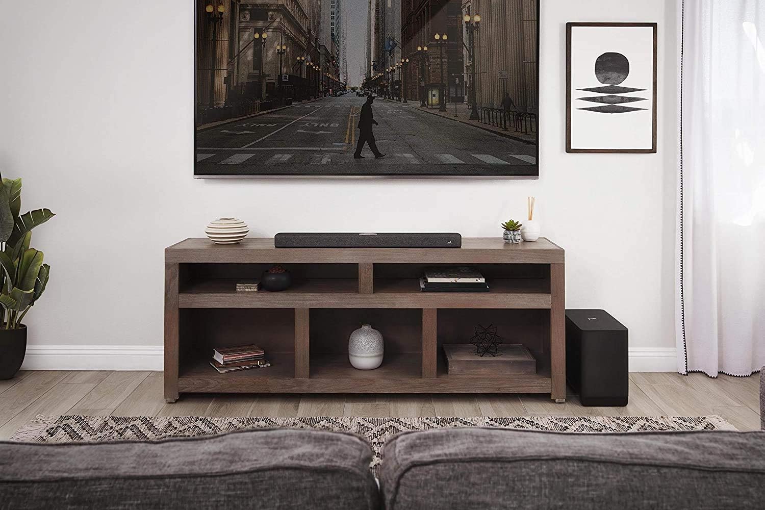 Barra de sonido React, altavoces envolventes Polk SR2 y subwoofer Polk React de 7 pulgadas