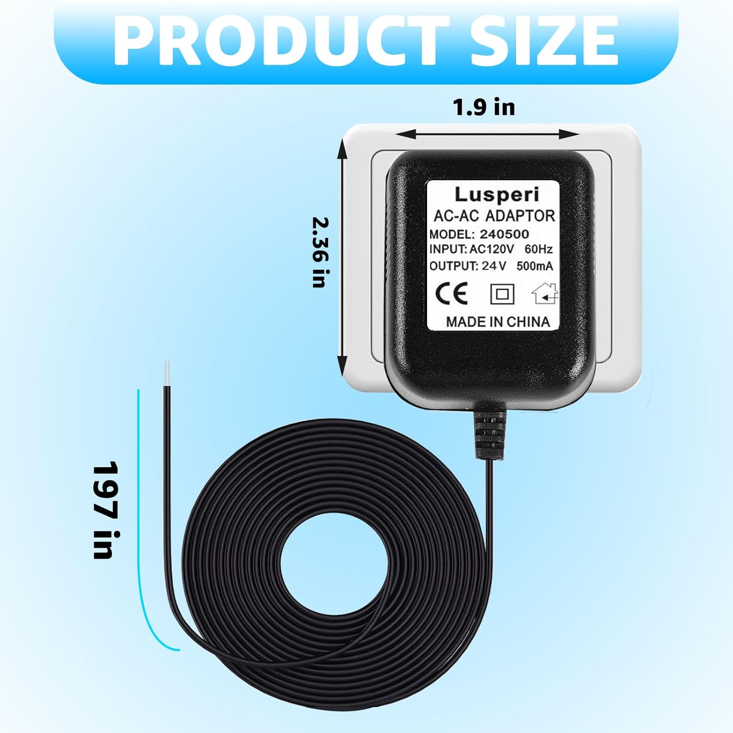 Transformador de timbre, adaptador de corriente para timbre de puerta de 24 V 500 MA, compatible con Ring, Wyze, Nest, Eufy, Arlo timbre de video