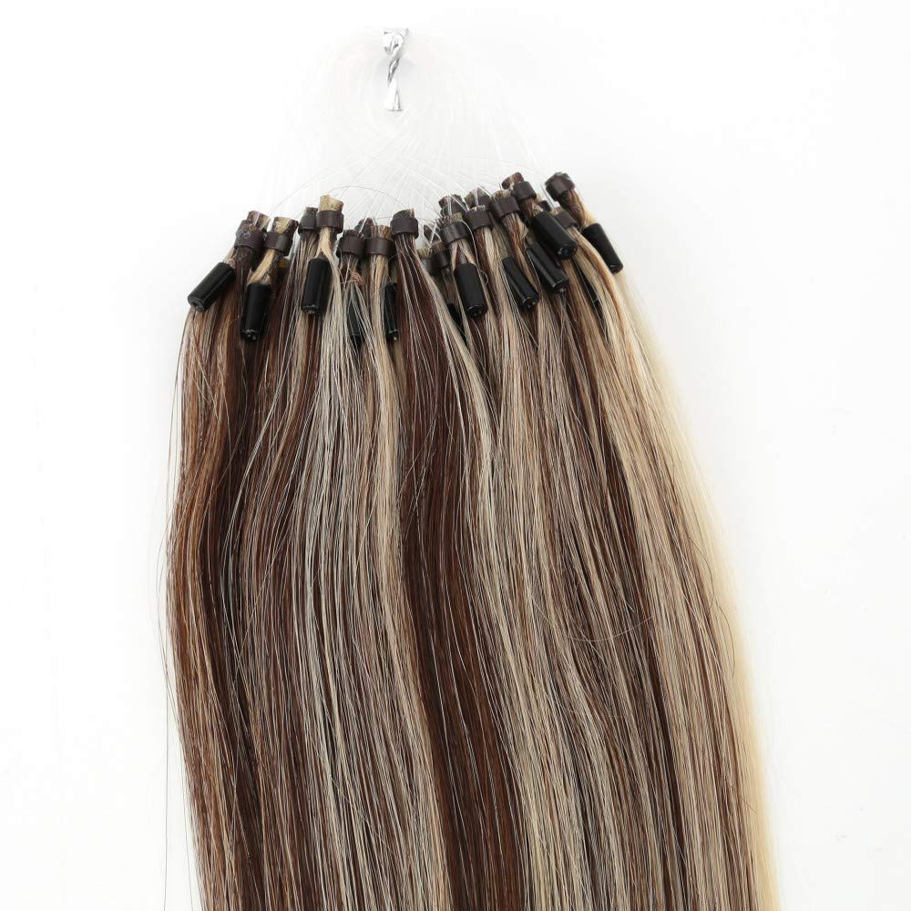 Kun Na – Extensiones de cabello humano Remy con microanillos y sedosas, lacio, 0.04 ozhebra, 1.76 oz (18 pulgadas, #P4613)