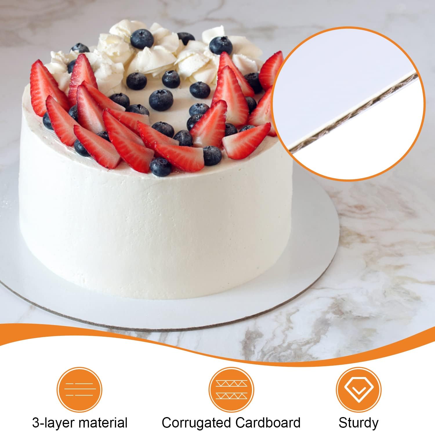 Paquete de 25 tableros redondos para pasteles de 10 pulgadas, redondos de cartón de grado alimenticio para mostrar pasteles, pan, postres (delgado y