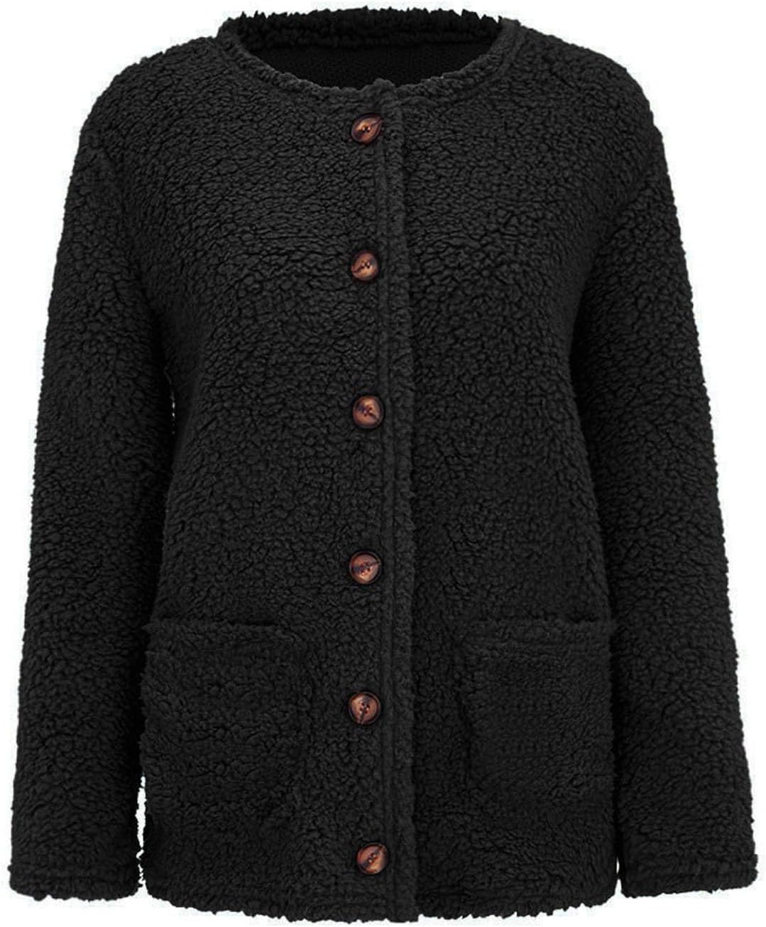 Cardigan Sweaters for Women Fall Winter Trendy Long Sleeve Button Down Open Front Casual Dressy Fleece Plus Size Coat Jacket