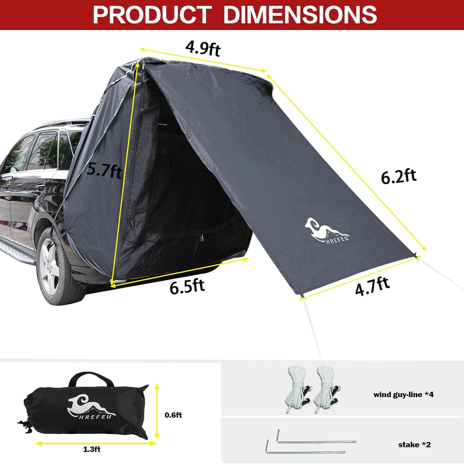 Toldo para puerta trasera SUV con bolsa de almacenamiento impermeable portátil, tienda de campaña con portón trasero, toldo para puerta trasera para