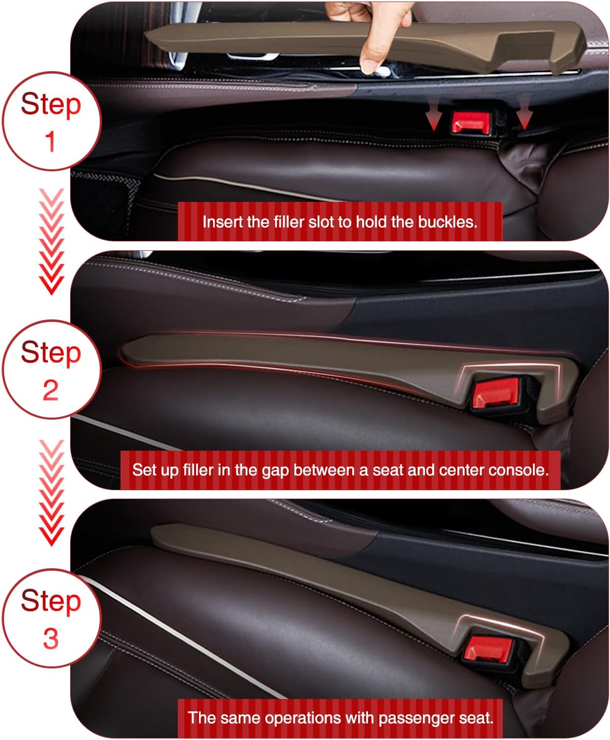Paquete de 2 rellenos de espacio para asiento de automóvil, universal para automóvil, SUV, camión, para llenar el espacio entre el asiento y la