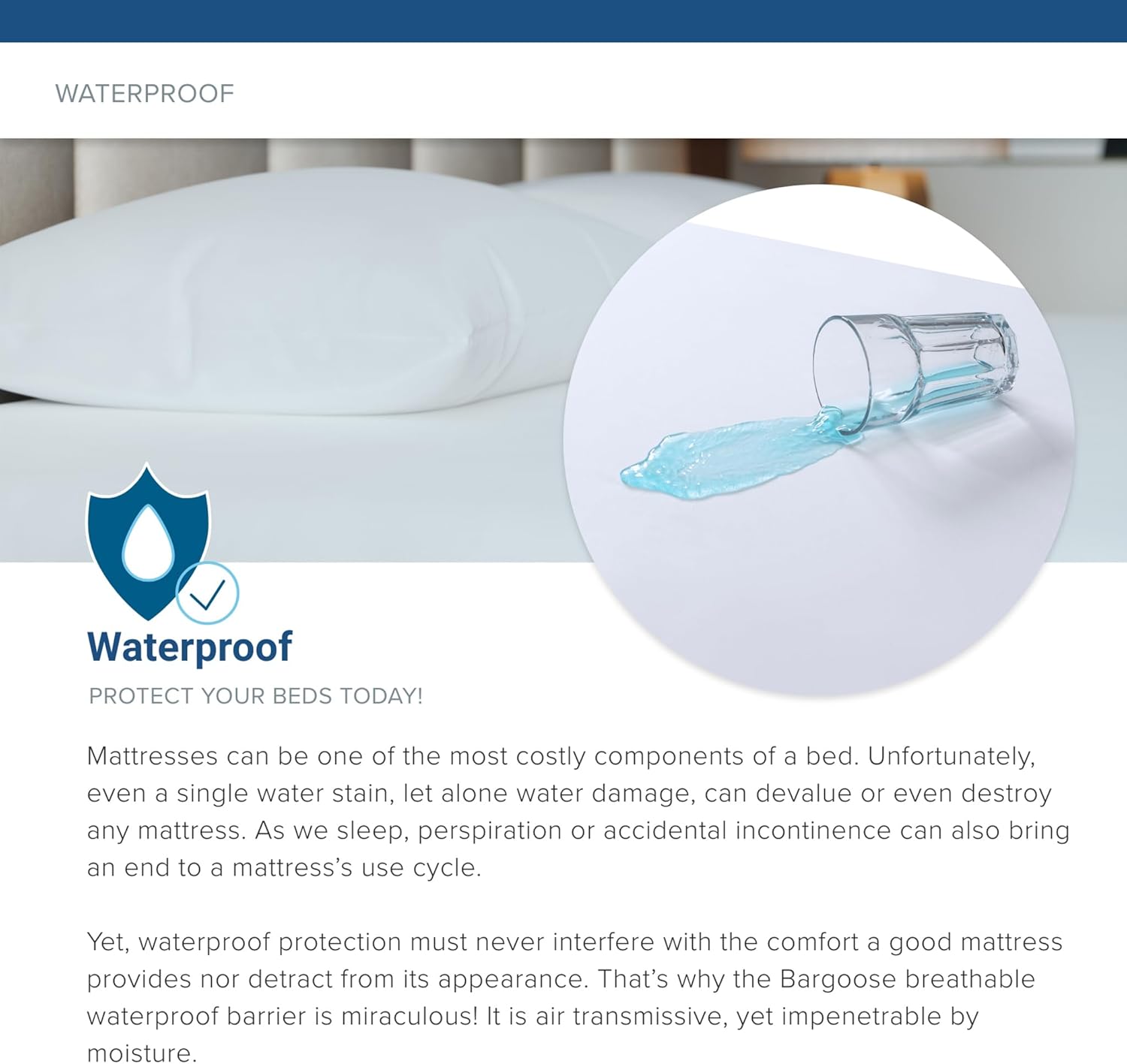 Bargoose Home Textiles  Funda de colchón para sofá cama matrimonial con cremallera  Protector impermeable para sofá cama  Funda de colchón extraíble